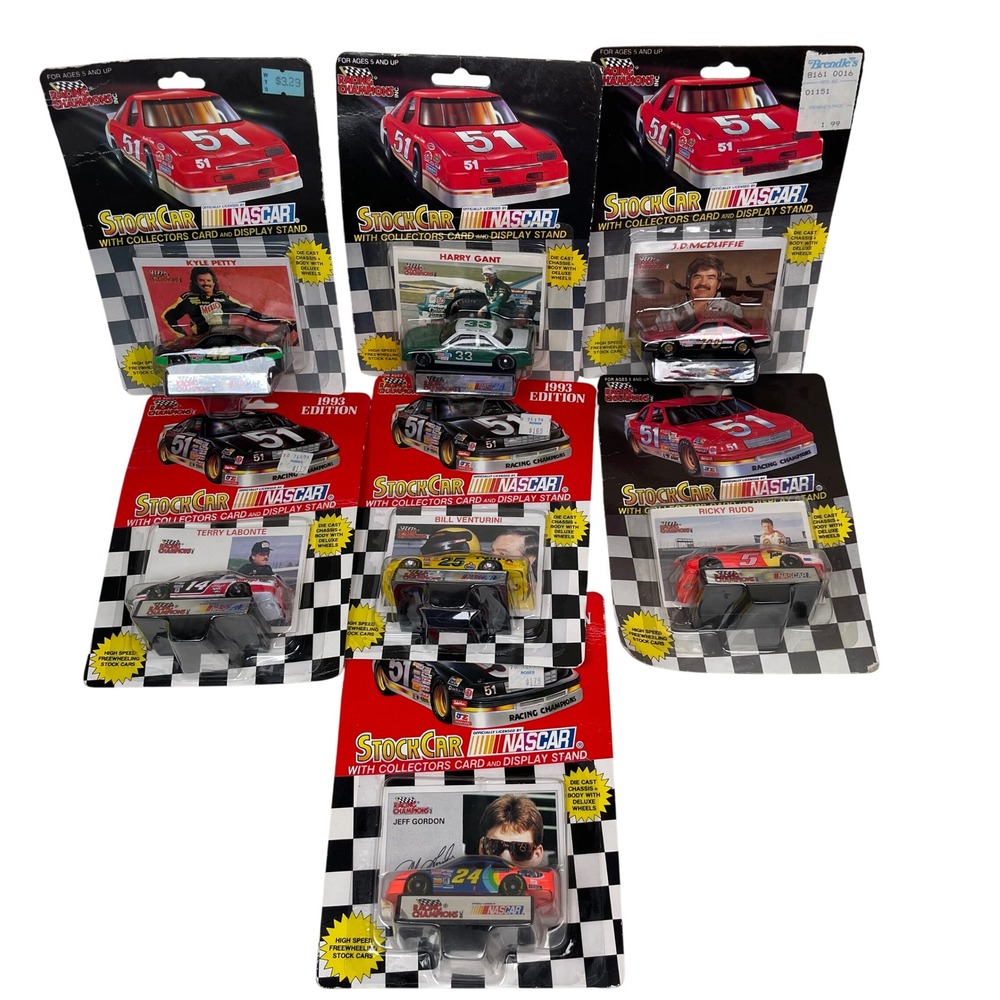 Racing Champions NASCAR Stock Car Lot of 7 Multicolor Vintage 1990s Diecast